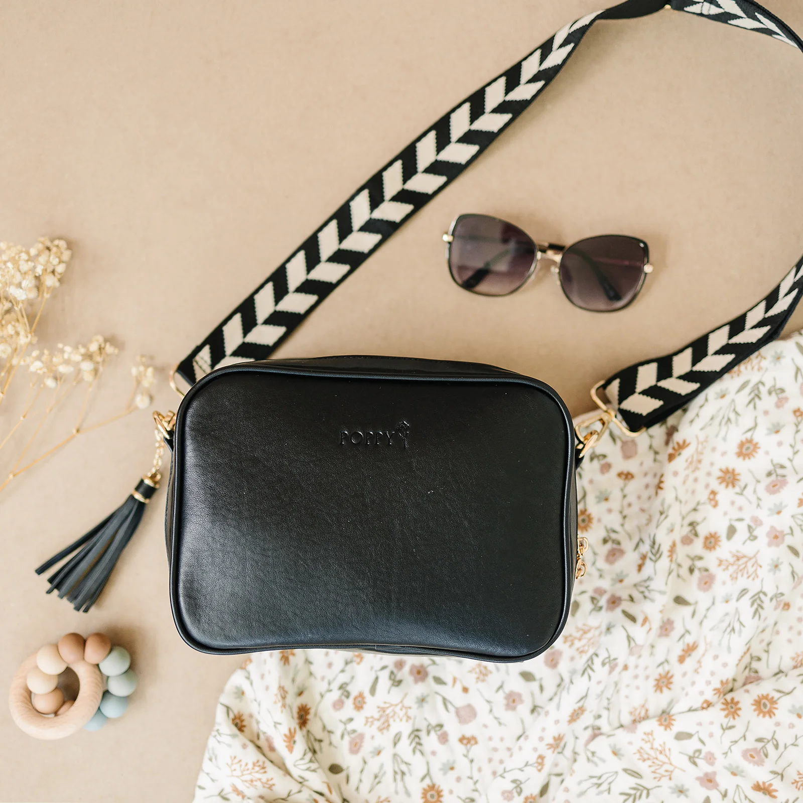 Classic Herringbone Crossbody Bag Strap (Gold) - Image 4